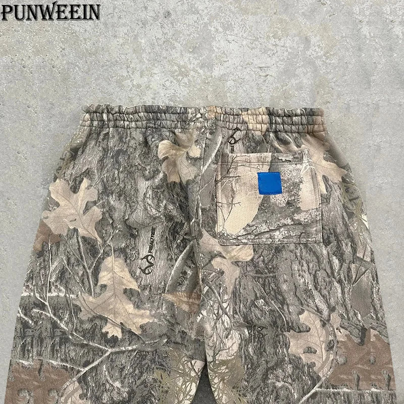 Y2K Baggy pants men vintage straight Elastic belt Camouflage Pattern pants Harajuku Hip Hop women Sweatpants wide leg trousers