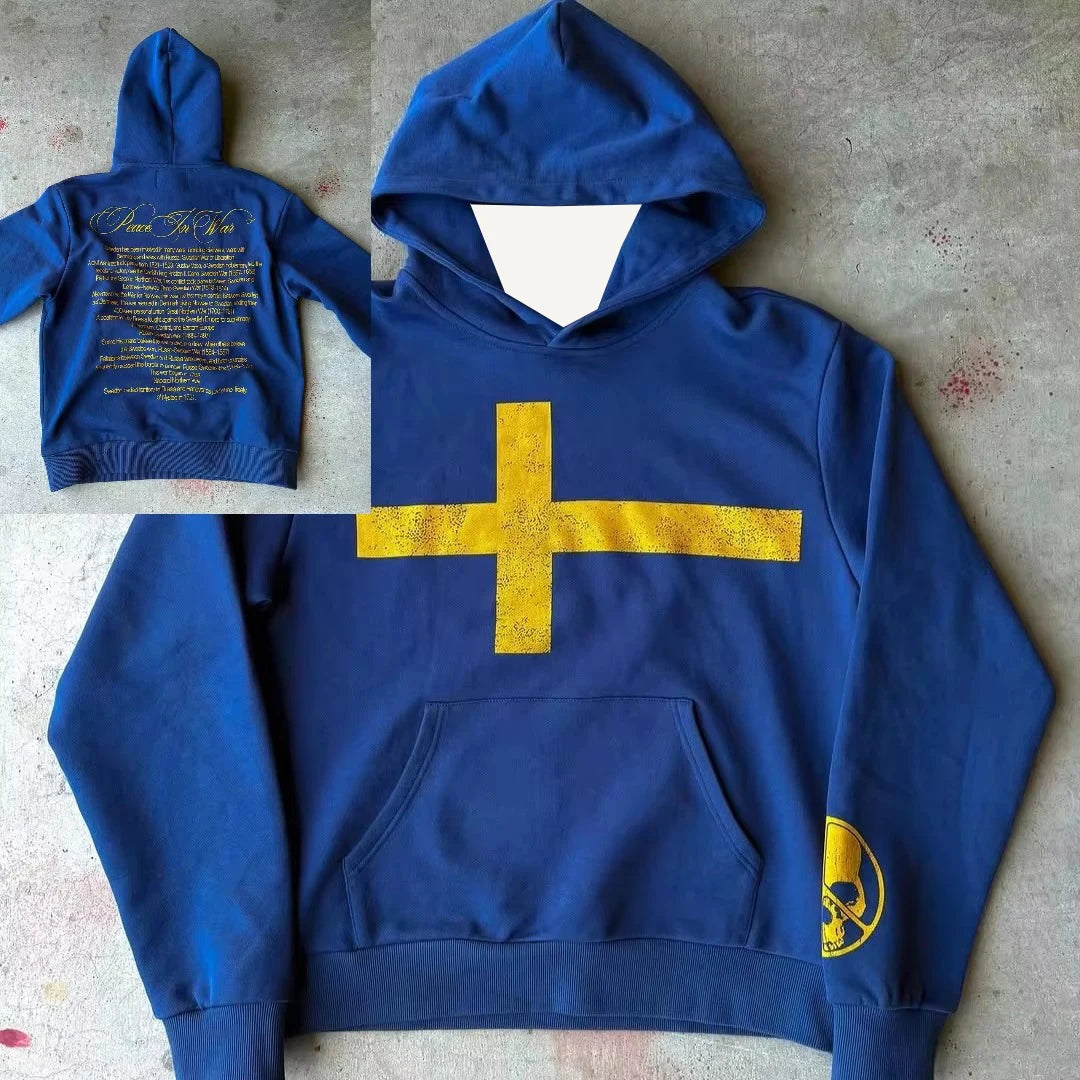 Oversized Clothes 2000s Fashion Harajuku Hoodie Print Casual Gothic Klein Blue Streetwear Unisex New Trendy Hip Hop Sweatshirt